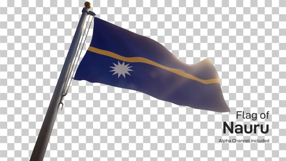 Nauru Flag on a Flagpole with Alpha-Channel