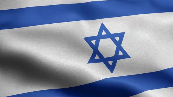 Israel Flag Seamless Closeup Waving Animation
