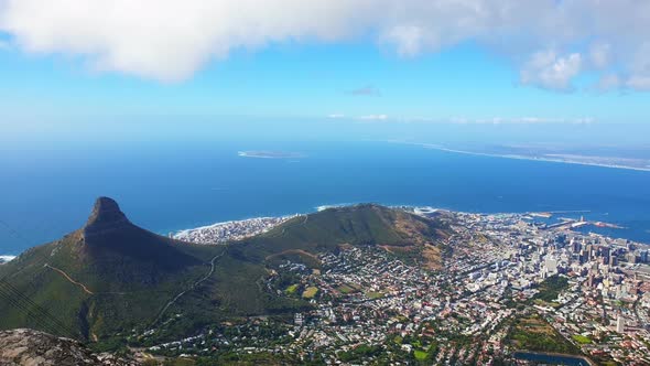 South Africa Skyline view from table mountain see bay and lion mountain 4K