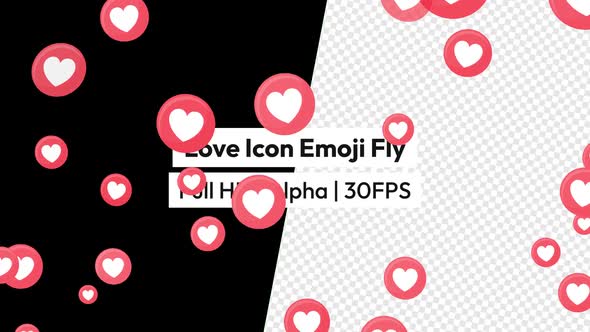Love Heart React Emoji Flying with Alpha