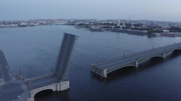 part of the raised bridge in Saint - Petersburg