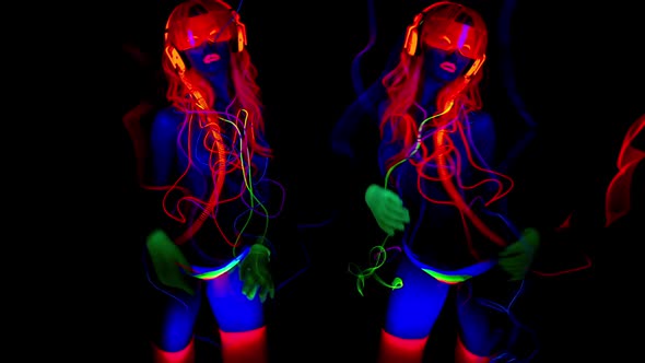 glow uv neon sexy disco female cyber doll robot electronic toy