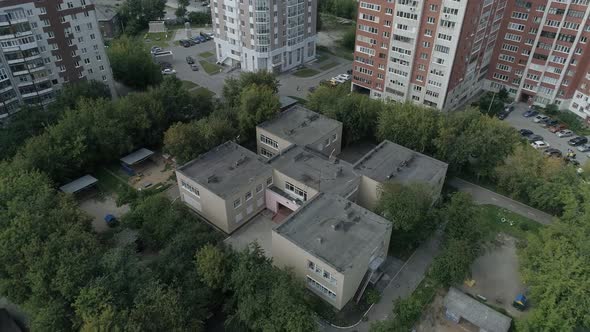 Aerial view of empty preschool building in city 08