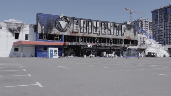 Destroyed Shopping Center in Bucha Ukraine During the War