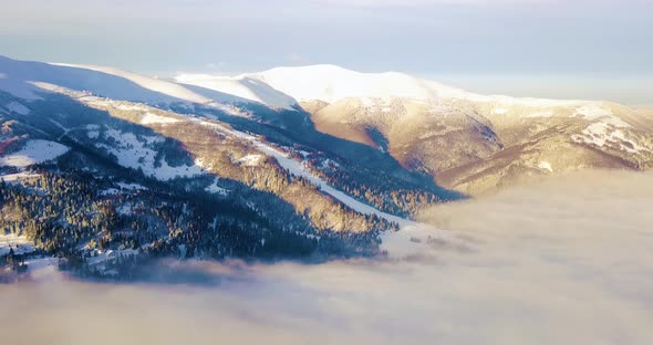 Aerial Shot of Majestic Sunrise in the Mountains