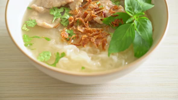 Pho Bo Vietnamese soup with pork and rice noodles - Vietnamese food style