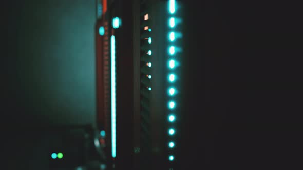 Clean Industrial Interior of a Data Server Room with Servers