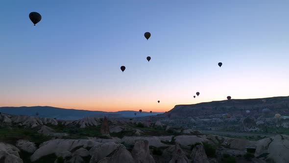 Awesome aerial view of Goreme Historical National Park in Cappadocia