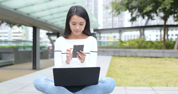 Woman using on laptop computer