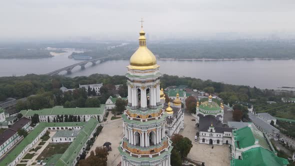 Kyiv, Ukraine Aerial View in Autumn : Kyiv-Pechersk Lavra. Kiev