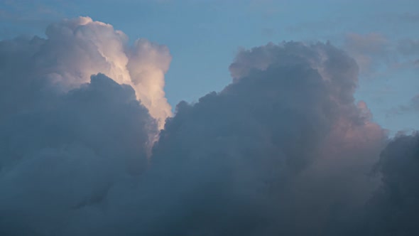 Clouds Flying in Blue Sky, Timelapse.