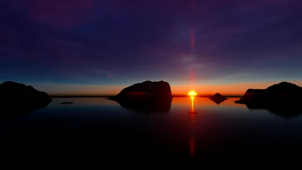 Sunset View on the Rocky Island Lake