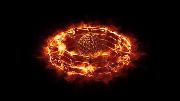 A Blazing Ring of Fire with Rotating Spiky Orb alt