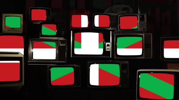 Basque Flag on Retro TVs.