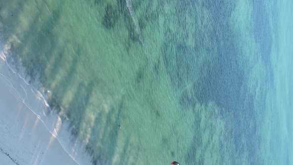 Zanzibar Tanzania  Vertical Video of the Ocean Near the Coast Slow Motion