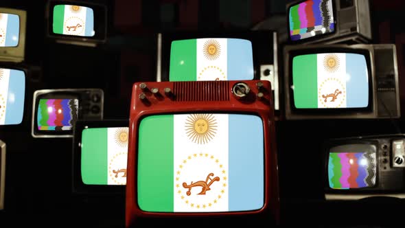 Flag of Chaco Province, Argentina, on Retro TVs.
