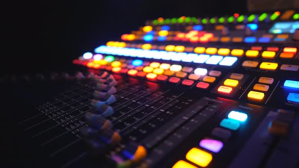 View on Dj Remote or Soundboard with Moving and Brightly Glow Buttons