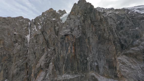 Aerial View Picturesque Natural Mountain Glacier Texture Formation Snowy Summit