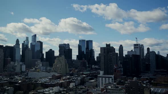 Establishing Shot of Modern Urban City Skyline High Rise Buildings