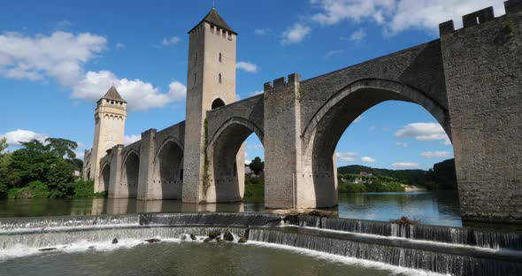 The medieval Pont Valentre, Cahors, Lot department, the Occitan, France