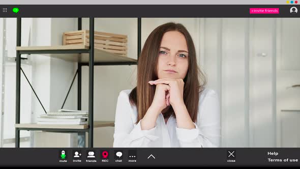 Virtual Conference Bored Sleepy Woman Screen Mockup