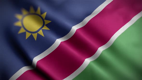 Namibia Flag Textured Waving Close Up Background HD