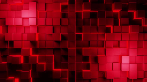 Red Lighted Bricks Wall Background Vj Loop 4K