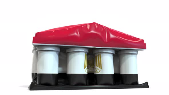 Deflating Bank or Government Building with Flag of Egypt alt