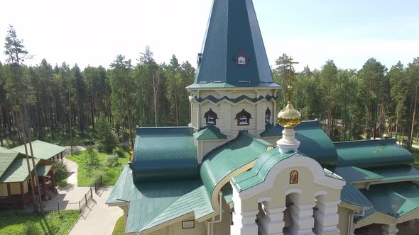 Aerial view of church in Monastery. Summer, sunny 01