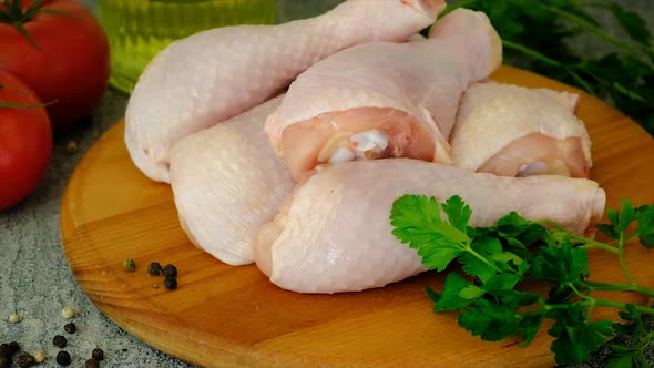 Chicken Drumsticks Raw on the Board