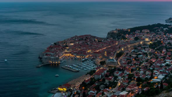 Aerial View Time Lapse of Dubrovnik, Croatia