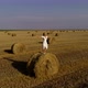 Beautiful Girl On Hay Bales Enjoys the Summer - VideoHive Item for Sale