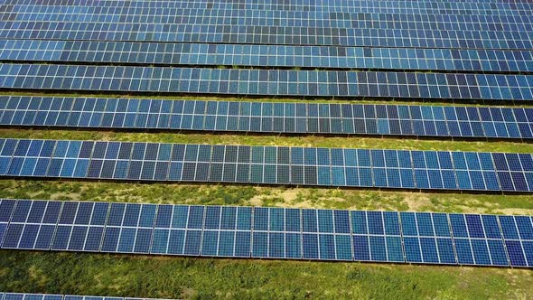 Solar Energy Panels In The Field. View on equipment on a solar energy power station