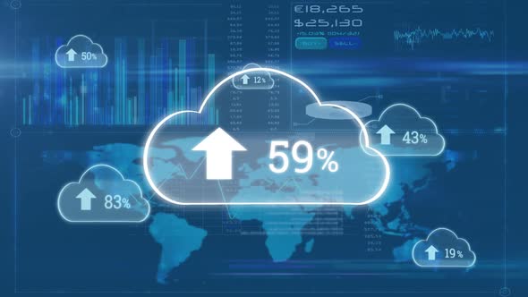 Upload progress clouds and interface with world map and graph