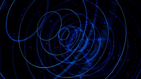 Abstract glowing dots forming tunnel of blue circles