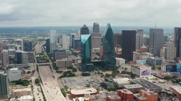 Panorama Curve Shot of Downtown Skyscrapers