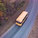 road with school bus in beautiful autumn forest at sunset. - VideoHive Item for Sale