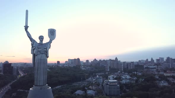 Monument Motherland. Aerial. Kyiv. Ukraine