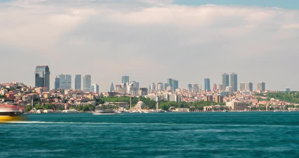 City Skyline of Istanbul Turkey with Skyscrapers Highrise Buildings Timelapse