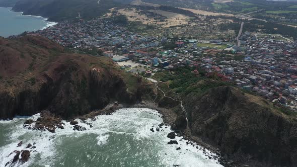 Aerial view of Eo Gio - Nhon Ly - Binh Dinh province,  Vietnam