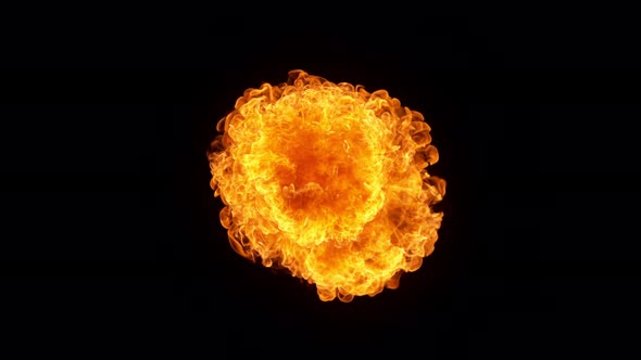 Super Slow Motion Shot of Fireball Explosion Towards the Camera Isolated on Black at 1000Fps