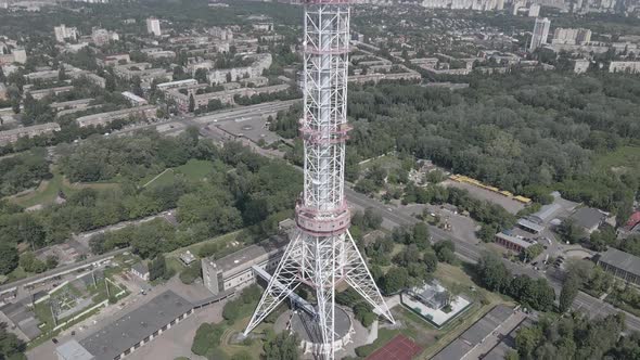 Kyiv. Ukraine: TV Tower. Aerial View. Flat, Gray