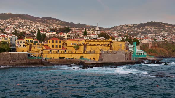 Panning Shot of Old Castle Fortaleza De Sao Tiago