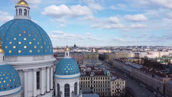 Aerial View of Trinity Cathedral Orthodox Church, St. Petersburg, Russia