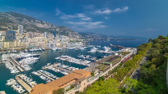 Monte Carlo City Aerial Panorama Timelapse