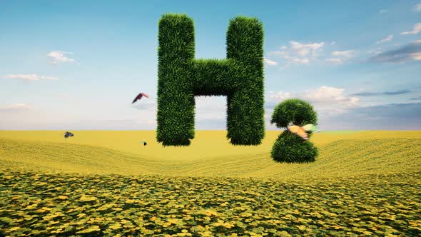 Sign Text H2 on Field Sustainable Energy Futuristic Technology Concept Transport