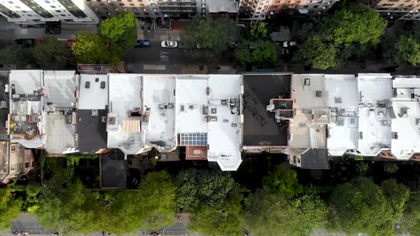 Aerial Top View of Downtown Brooklyn with Street and Traditional Building. New York City, USA. 