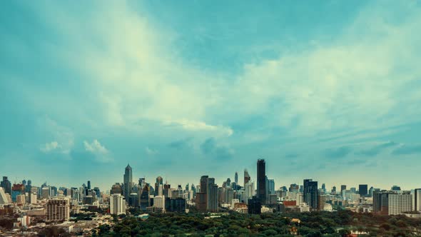 Time Lapse Cityscape and Highrise Buildings in Metropolis City Center