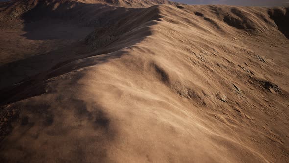 Aerial View of Red Desert with Sand Dune