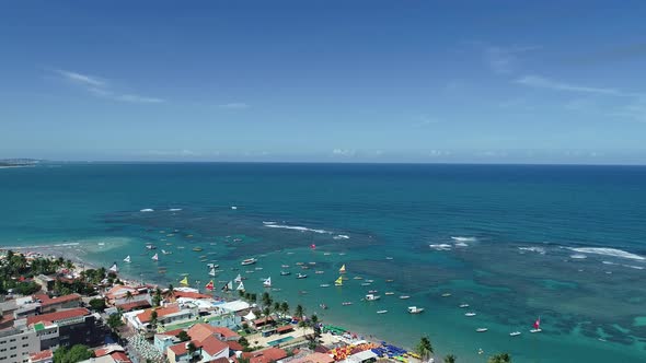 Panoramic view of legendary beach at Northeast Brazil.